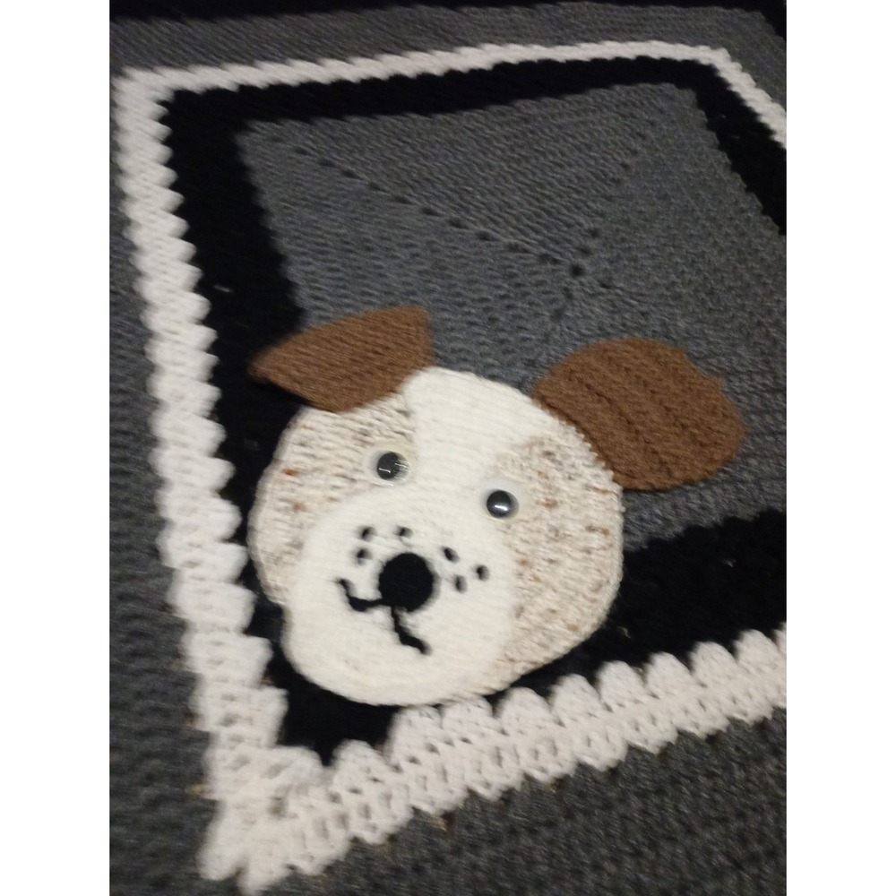 Dog‎ Lovers Handmade Crochet Knit Couch Cover 52in Granny Square Vintage Blanket - Picture 16 of 16